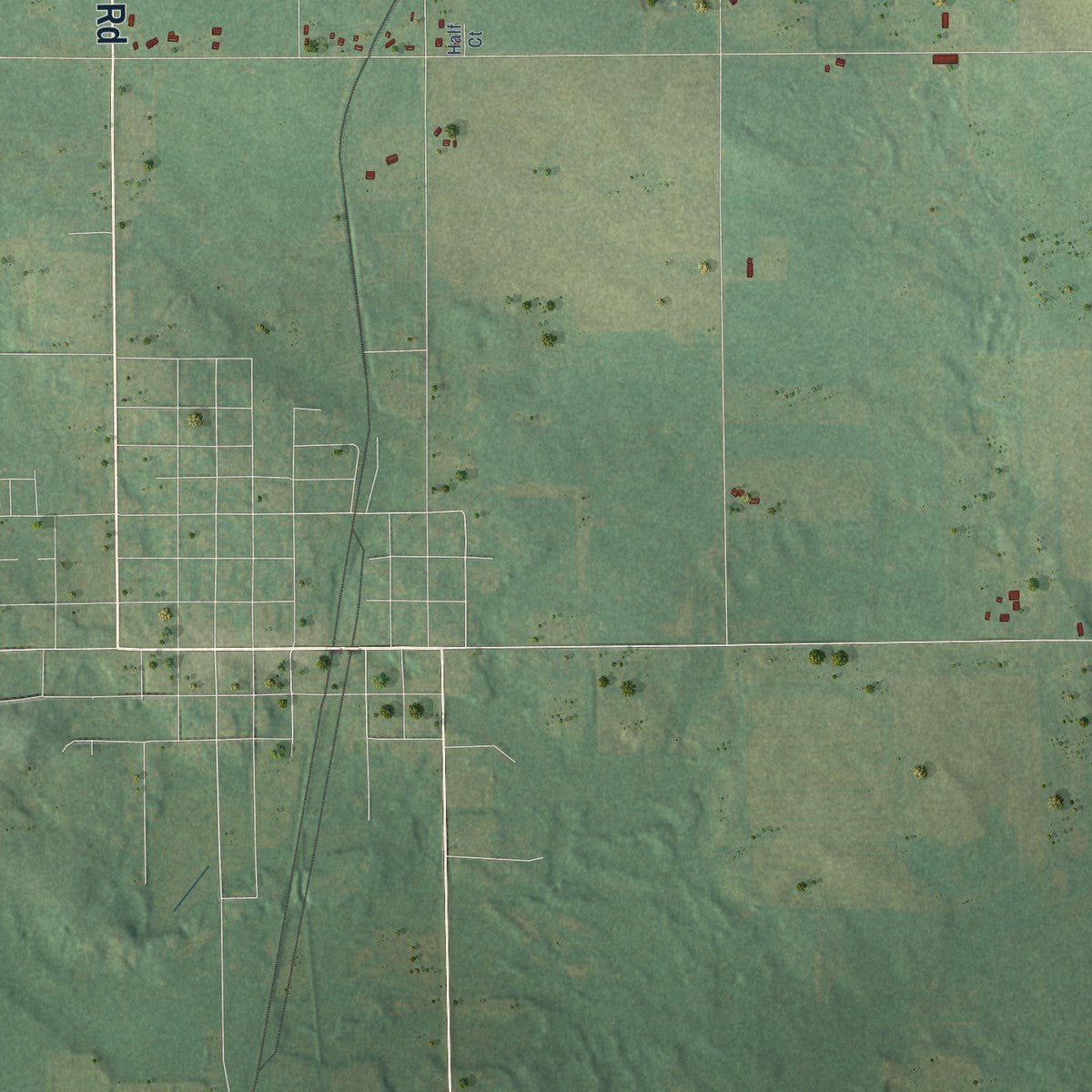 Second close-up of the map of Day, Michigan print showing more streets and buildings