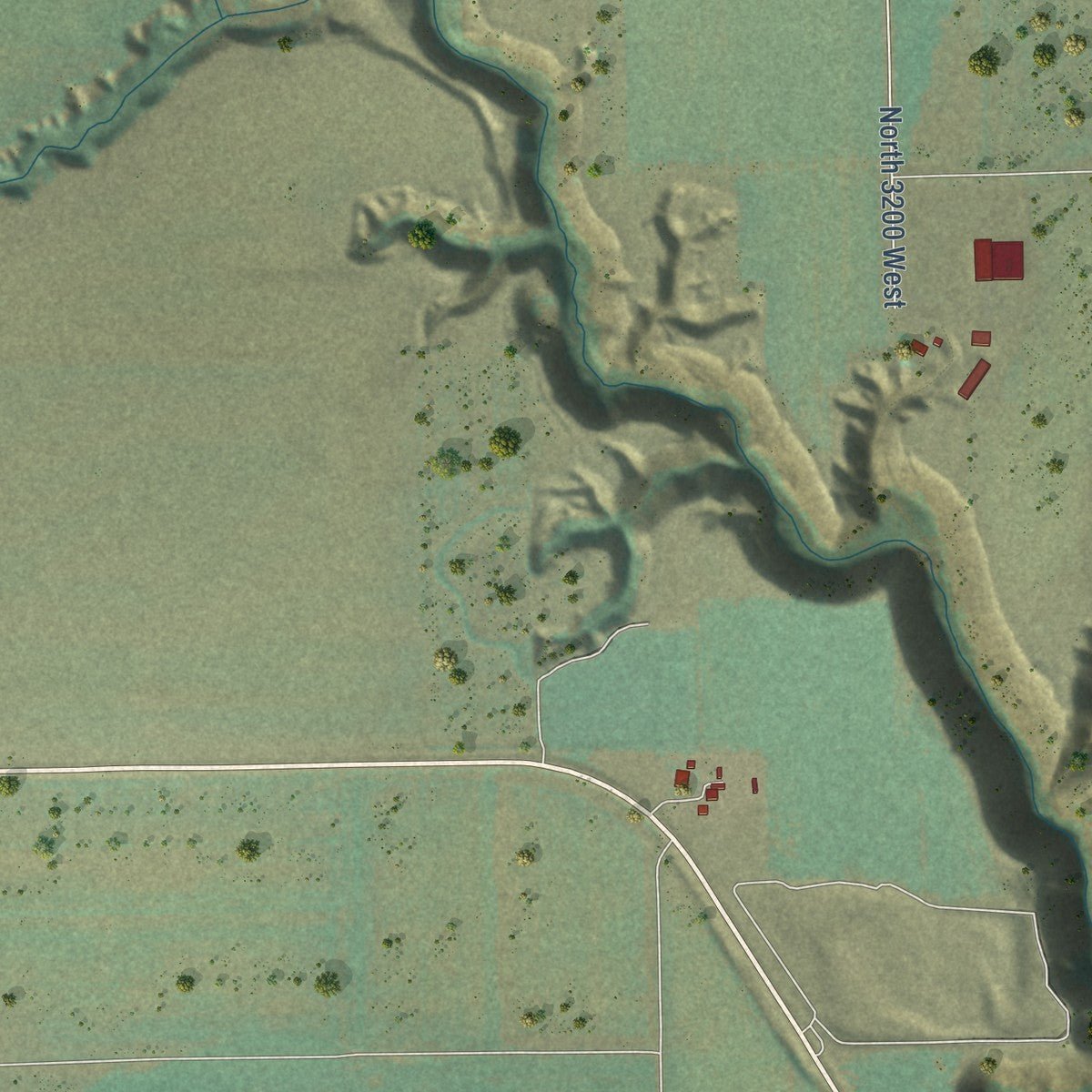 Second close-up of the map of Dayton, Idaho print showing more streets and buildings