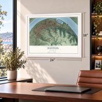 Dayton, Kentucky map, 18 x 24 inch print in a white frame in a home office