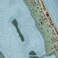 Second close-up of the map of Daytona Beach Shores, Florida print showing more streets and buildings