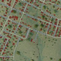 Second close-up of the map of De Kalb, Texas print showing more streets and buildings