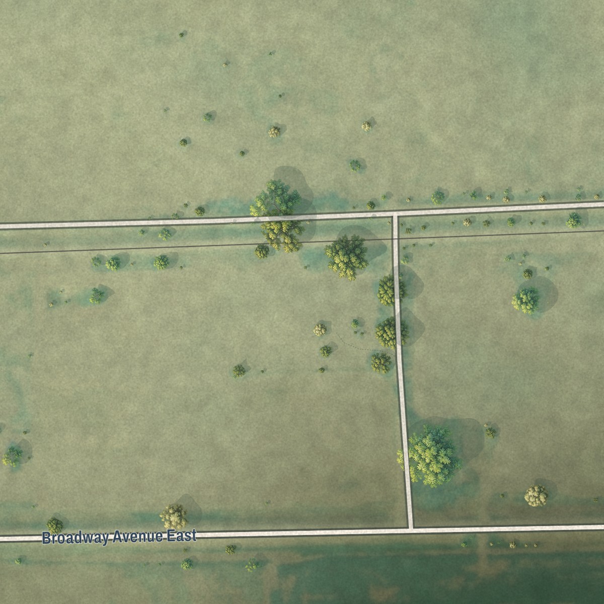 Second close-up of the map of De Lamere, North Dakota print showing more streets and buildings