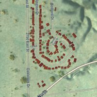 Second close-up of the map of De Pue, Illinois print showing more streets and buildings