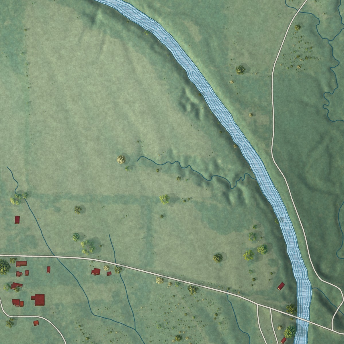 Second close-up of the map of De Soto, Mississippi print showing more streets and buildings