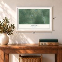 De Soto, Mississippi map, 12 x 18 inch print in a white frame in an entryway