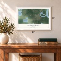 De Valls Bluff, Arkansas map, 12 x 18 inch print in a white frame in an entryway