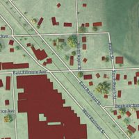 Second close-up of the map of De Witt, Nebraska print showing more streets and buildings