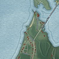 Second close-up of the map of Deal Island, Maryland print showing more streets and buildings