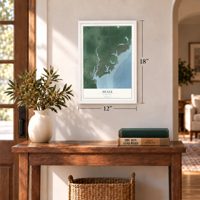 Deale, Maryland map, 12 x 18 inch print in a white frame in an entryway