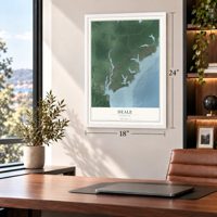 Deale, Maryland map, 18 x 24 inch print in a white frame in a home office