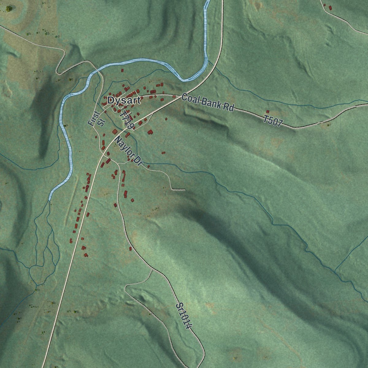 Second close-up of the map of Dean, Pennsylvania print showing more streets and buildings