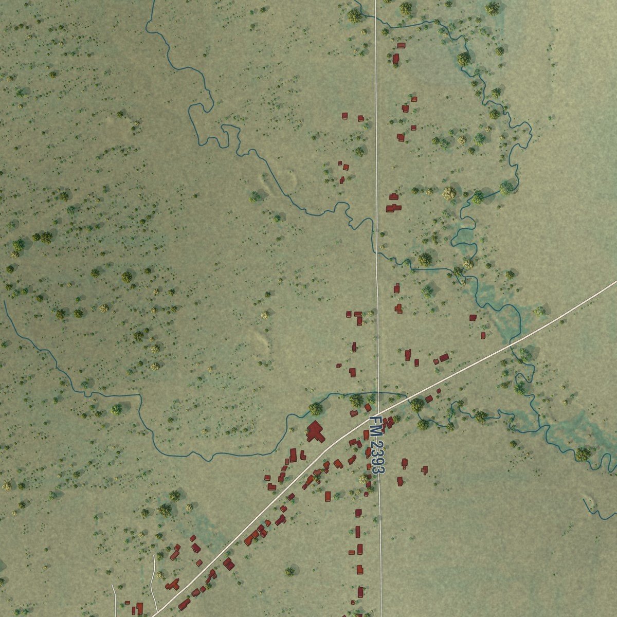 Second close-up of the map of Dean, Texas print showing more streets and buildings