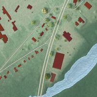 Second close-up of the map of Deans, New Jersey print showing more streets and buildings