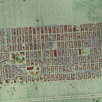 Second close-up of the map of Dearborn Heights, Michigan print showing more streets and buildings