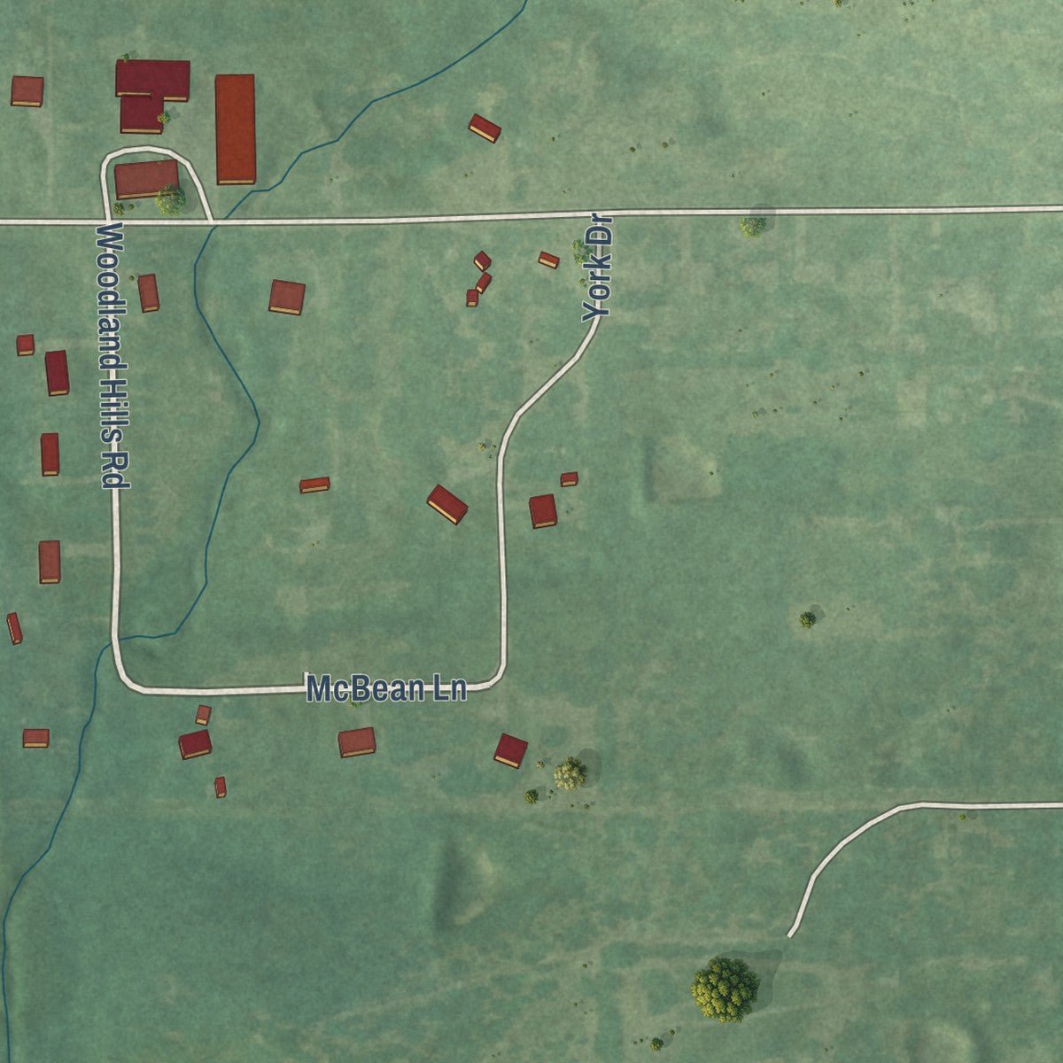 Second close-up of the map of Dearing, Kansas print showing more streets and buildings