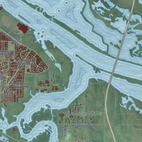 Second close-up of the map of Decatur, Alabama print showing more streets and buildings