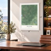 Decatur, Van Buren County, Michigan map, 18 x 24 inch print in a white frame in a home office