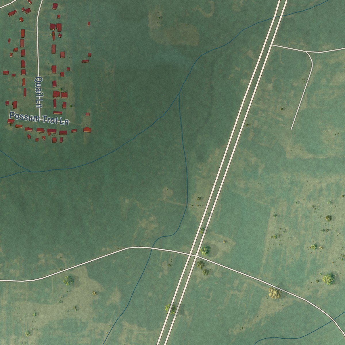 Second close-up of the map of Deep Run, North Carolina print showing more streets and buildings