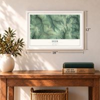 Deer, Arkansas map, 12 x 18 inch print in a white frame in an entryway