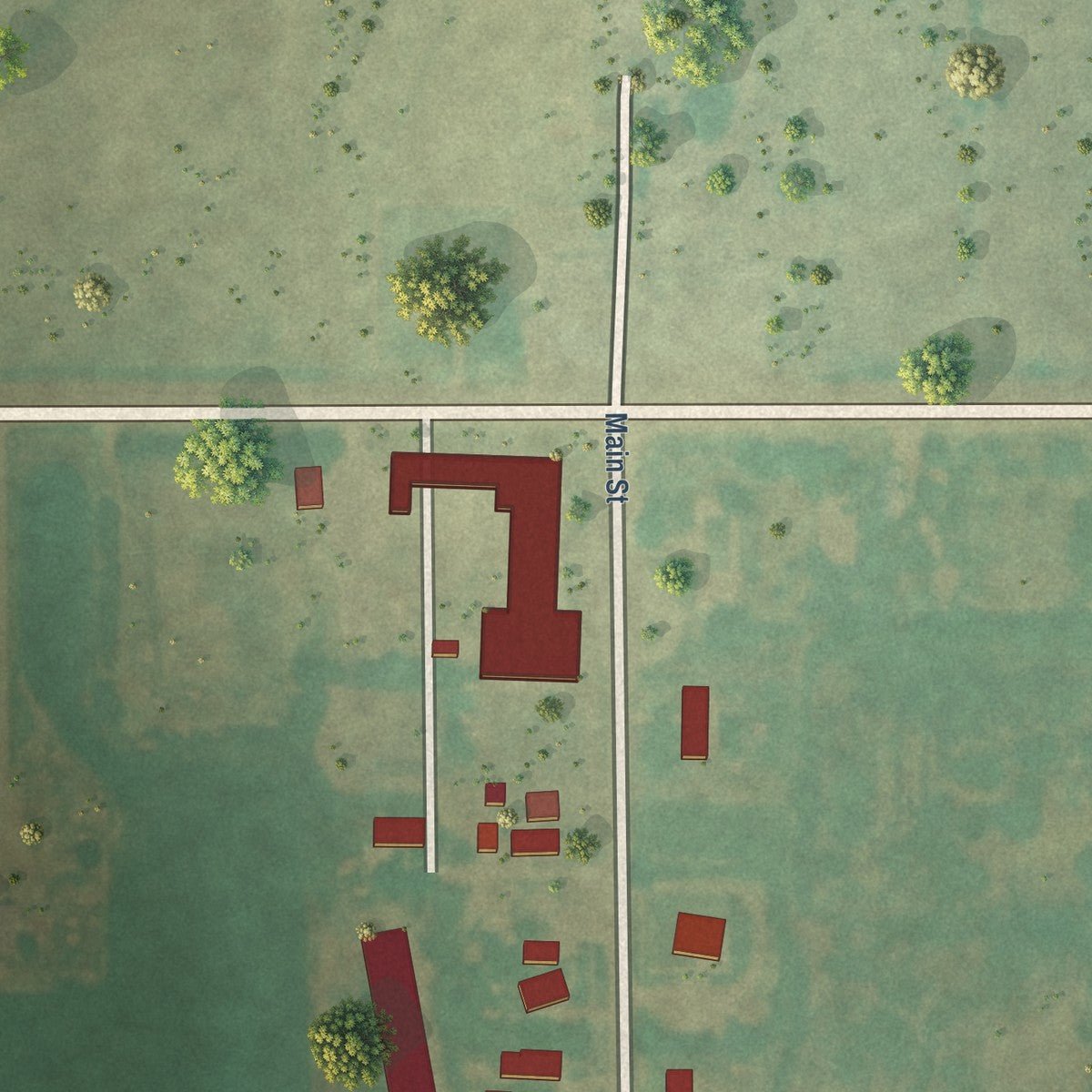 Second close-up of the map of Deer Creek, Oklahoma print showing more streets and buildings