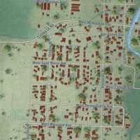 Second close-up of the map of Deer Lodge, Montana print showing more streets and buildings
