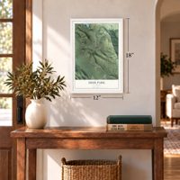 Deer Park, California map, 12 x 18 inch print in a white frame in an entryway