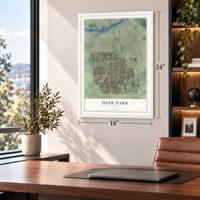 Deer Park, Texas map, 18 x 24 inch print in a white frame in a home office