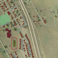 Second close-up of the map of Deer Trail, Colorado print showing more streets and buildings