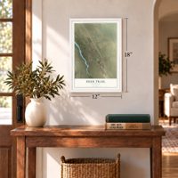 Deer Trail, Colorado map, 12 x 18 inch print in a white frame in an entryway