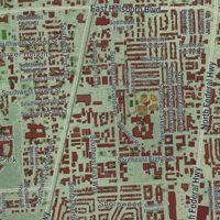 Second close-up of the map of Deerfield Beach, Florida print showing more streets and buildings