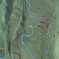 Second close-up of the map of Deerfield, Massachusetts print showing more streets and buildings