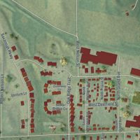 Second close-up of the map of Deerfield, Wisconsin print showing more streets and buildings