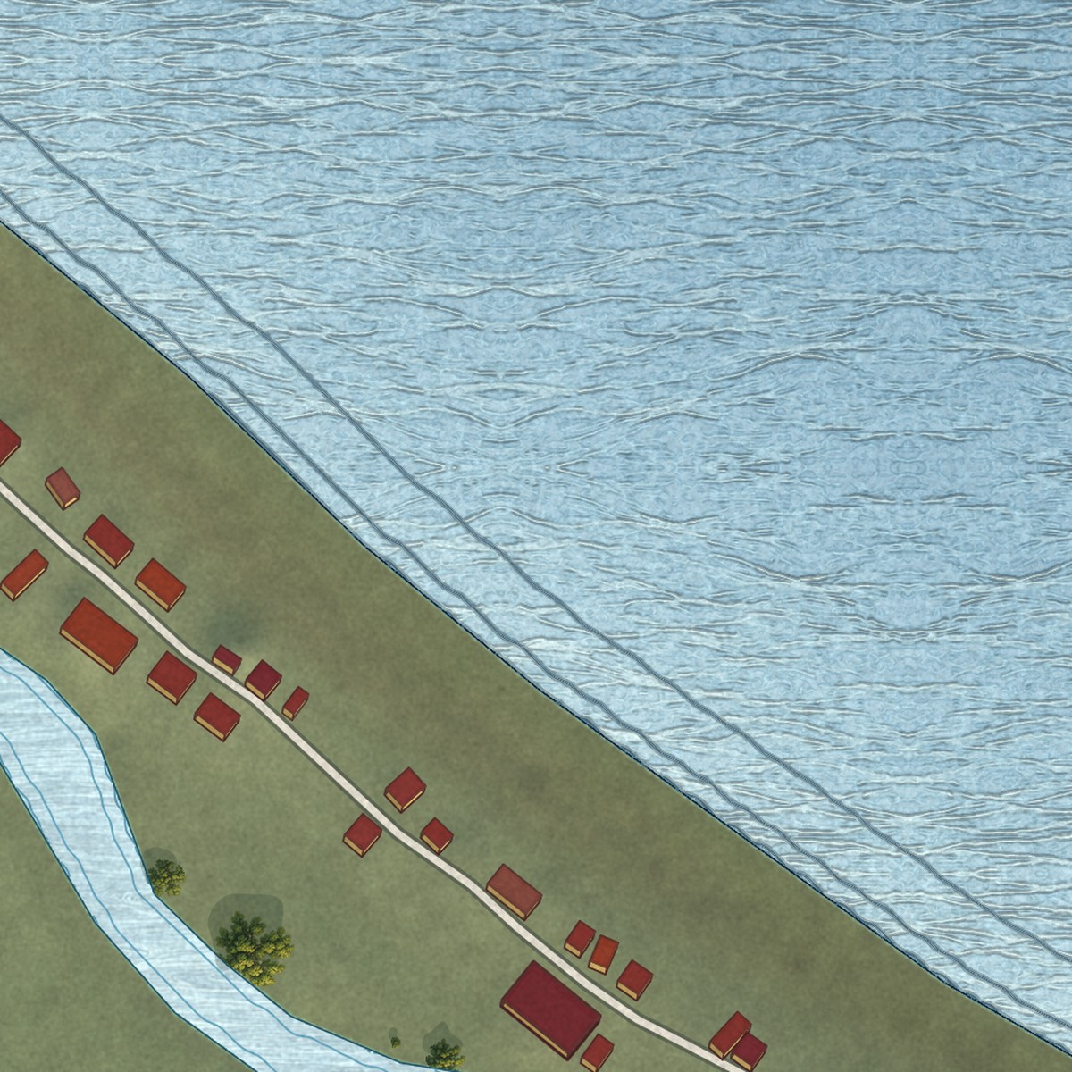 Second close-up of the map of Deering, Alaska print showing more streets and buildings