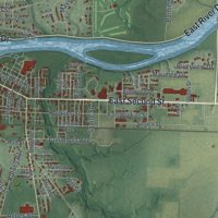 Second close-up of the map of Defiance, Ohio print showing more streets and buildings