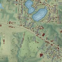 Second close-up of the map of DeFuniak Springs, Florida print showing more streets and buildings