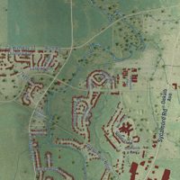 Second close-up of the map of DeKalb, Illinois print showing more streets and buildings