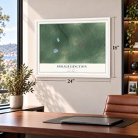 DeKalb Junction, New York map, 18 x 24 inch print in a white frame in a home office