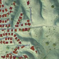 Second close-up of the map of Del Mar Mesa, California print showing more streets and buildings