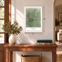 Del Rio, Texas map, 12 x 18 inch print in a white frame in an entryway