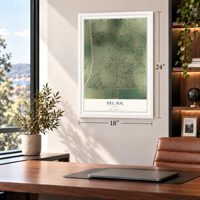 Del Sol, Texas map, 18 x 24 inch print in a white frame in a home office