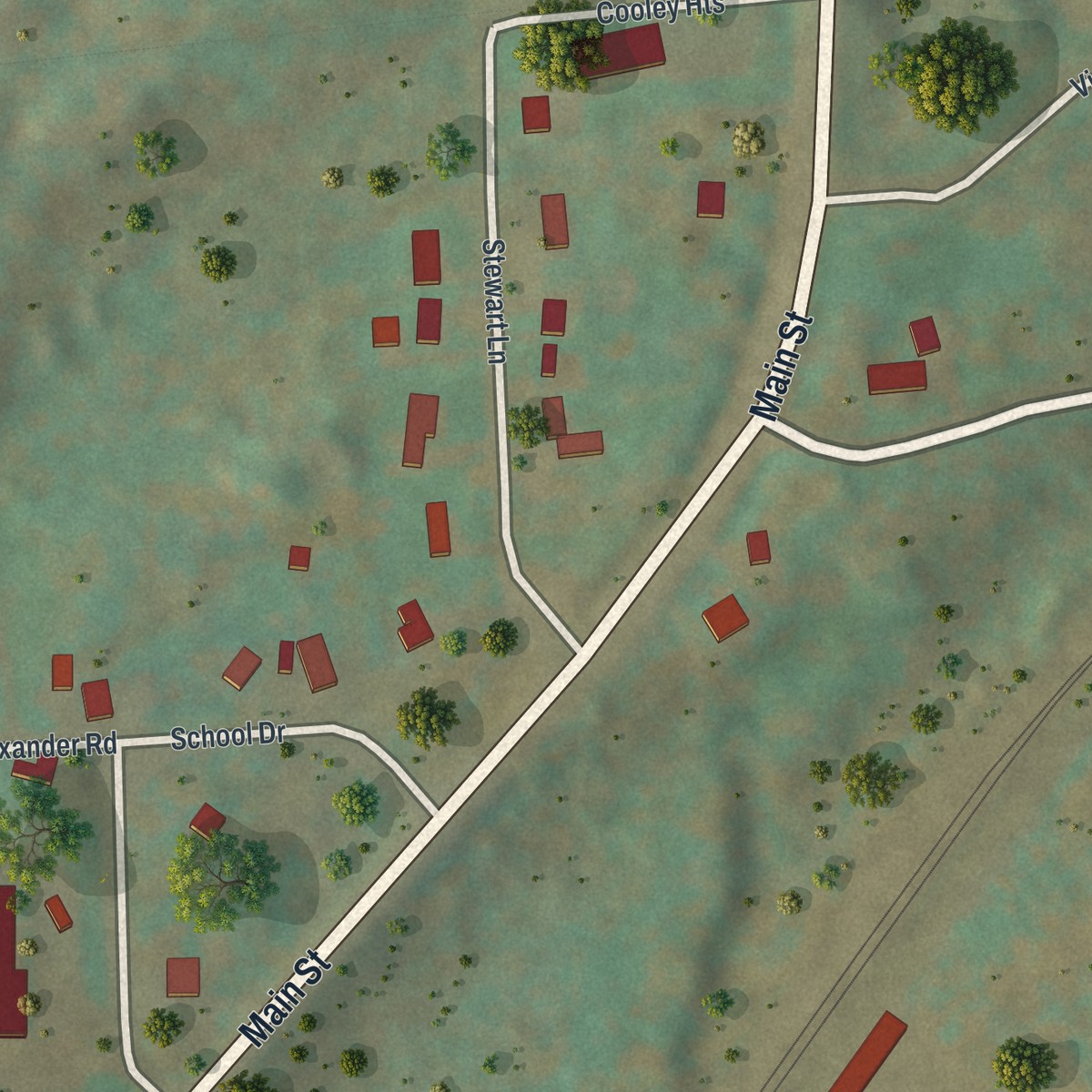 Second close-up of the map of Delanson, New York print showing more streets and buildings