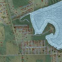 Second close-up of the map of Delavan Lake, Wisconsin print showing more streets and buildings