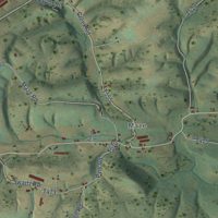 Second close-up of the map of Delaware, Juniata County, Pennsylvania print showing more streets and buildings