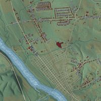 Second close-up of the map of Delaware, Northumberland County, Pennsylvania print showing more streets and buildings