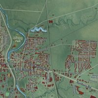 Second close-up of the map of Delaware, Ohio print showing more streets and buildings