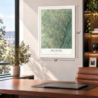 Delaware, Pike County, Pennsylvania map, 18 x 24 inch print in a white frame in a home office