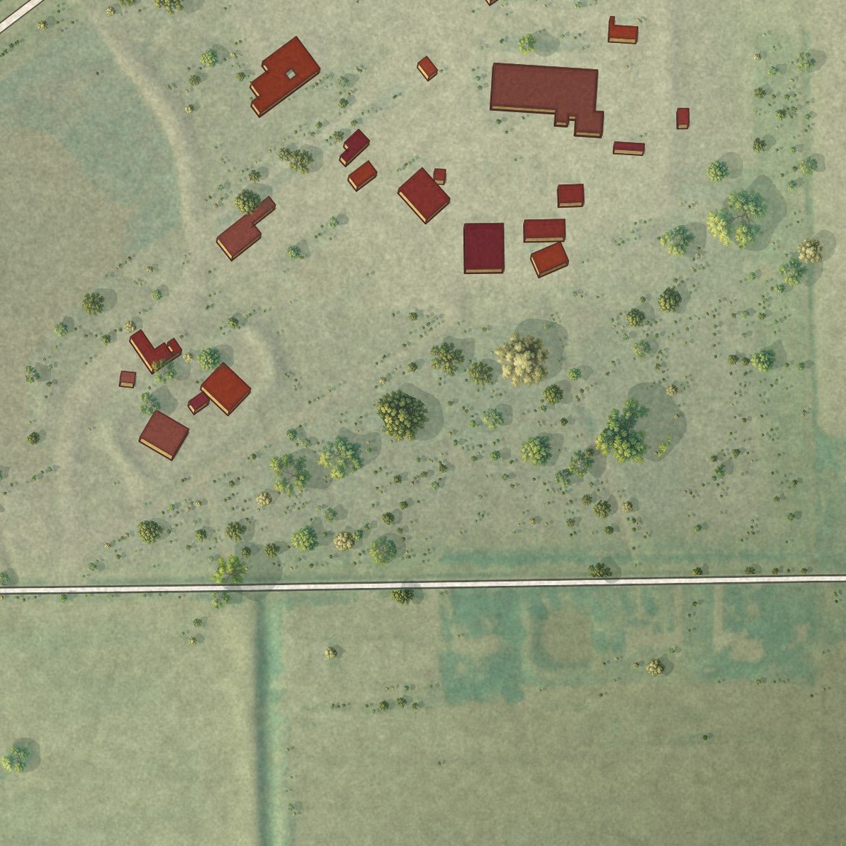 Second close-up of the map of Dell, Arkansas print showing more streets and buildings