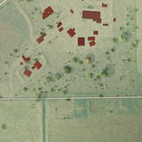 Second close-up of the map of Dell, Arkansas print showing more streets and buildings