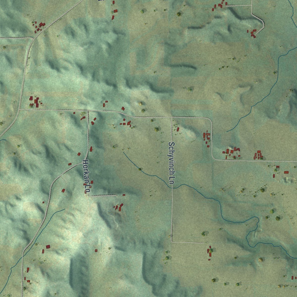 Second close-up of the map of Dellona, Wisconsin print showing more streets and buildings