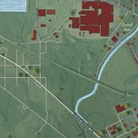 Second close-up of the map of Delphi, Indiana print showing more streets and buildings